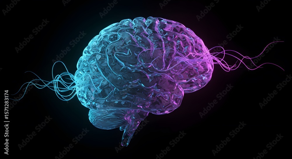 Poster visualize the intricate connections and electrical impulses that power the human brain a complex net
