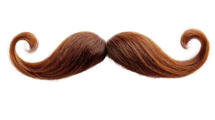Textured brown mustache hair , isolated on a white background.