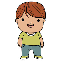 Hand drawn cartoon cute little boy on white background.