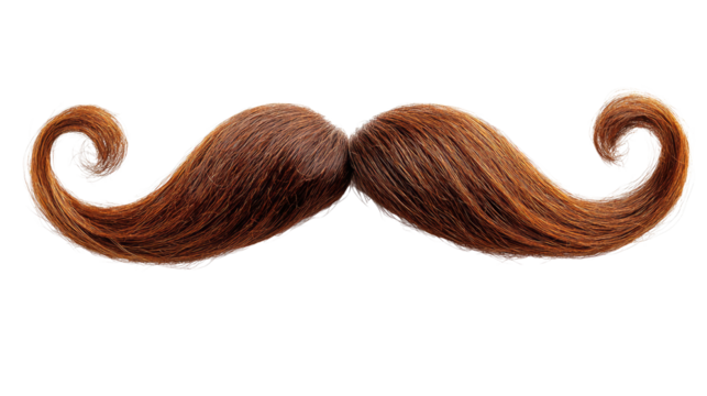 Textured brown mustache hair , isolated on a white background.