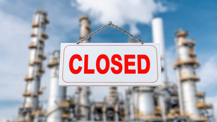 Economic impact tariff. Industrial facility closed due to economic impact of recent tariff changes affecting operations