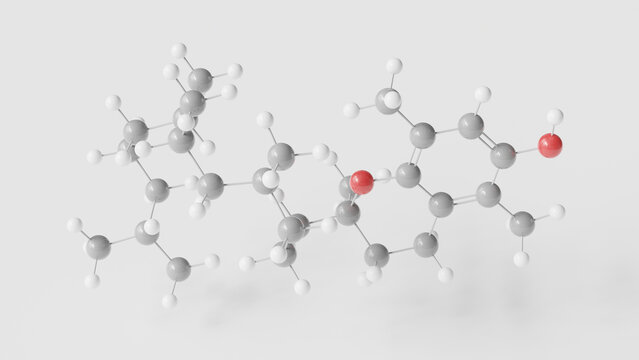 &beta;-tocopherol molecule 3d, molecular structure, ball and stick model, structural chemical formula vitamin e variant