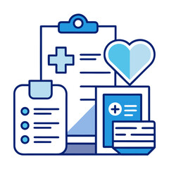 Medical Icons Blue Heart Clipboard health healthcare
