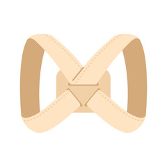 Minimal flat vector illustration of a modern orthopedic posture corrector brace or support belt worn on the upper body. Designed to improve spinal alignment, alleviate back pain, and promote healthy