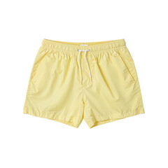 Summer essential light yellow swim trunks isolated against transparent background, perfect for
