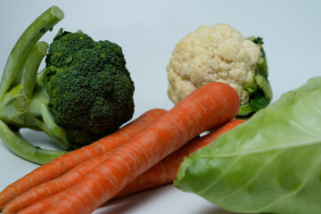 Fresh Organic Vegetables Assorted with Cabbage, Carrots, Cauliflower, and Broccoli
