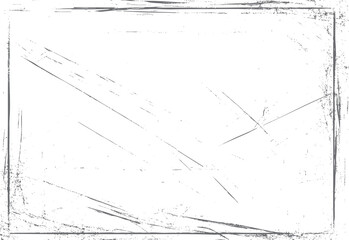 Distressed scratch border texture in rectangular shape. Grunge frame background overlay. Ideal for vintage design and retro graphic work.