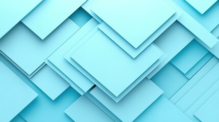Fototapeta premium Abstract geometric pattern of light blue overlapping squares.