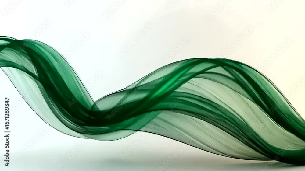 Wall mural elegant green flowing wave abstract background video for creative projects with soft lighting