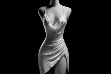 Fototapeta premium Elegant white satin slip dress isolated on transparent background