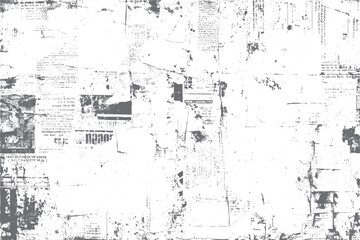Fototapeta premium Old newspaper paper scrap collage grunge. Textured print media surface for design. Great for retro poster, zine and ad artwork.