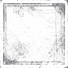 Old distressed square border with scratch lines. Grunge frame overlay with diagonal edge. Perfect for print, digital and retro art.