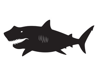 Fototapeta premium Megalodon Silhouette black Vector Image white background