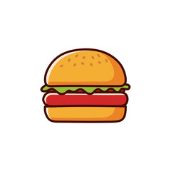 Cute burger icon - Flat cartoon style illustration 
