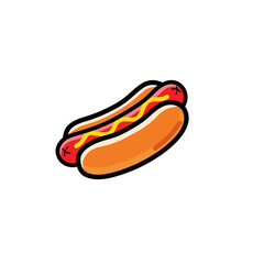 Colorful hot dog icon - Cartoon Style on white background 