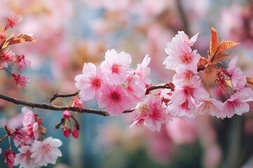 Obraz premium stunning pink sakura flowers blooming in the garden
