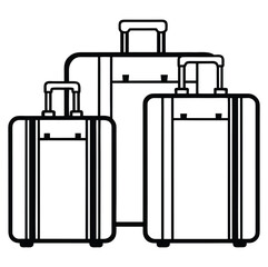 A minimalistic silhouette of three suitcases, representing travel, luggage, and adventure. Ideal for travel-themed designs