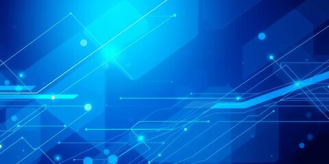 Obraz premium Abstract blue geometric tech background with lines and shapes, ideal for business presentations and social media, social media, abstract