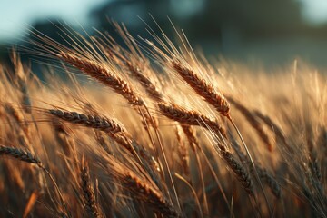 sunlit wheat field natural scenery