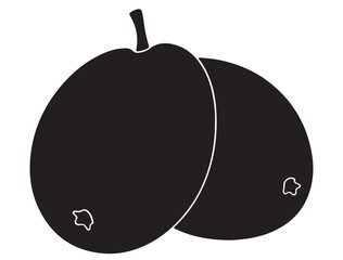 Sapota fruit Silhouette black Vector Image white background
