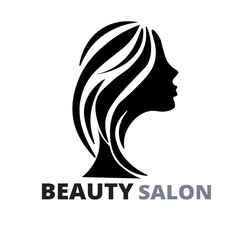 Salon logo with a woman face  silhouette with a hair