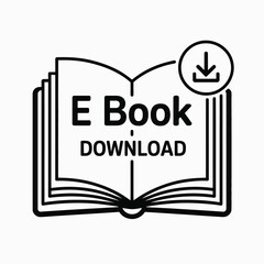 Open e book download icon with download arrow symbol