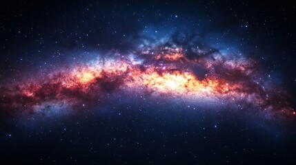 Naklejka premium Cosmic expanse of nebulae and stars. Colorful galactic clouds against a night sky