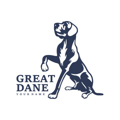 Great Dane Dog logo design vector. Silhouette Great Dane Dog Template Illustration. Icon Symbol
