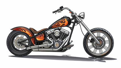 Obraz premium Custom Chopper Motorcycle: Orange and Black Paint Design