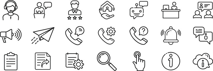 Essential Communication and Customer Support Icons for Business Services.