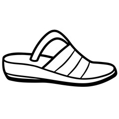 Beach sandals side view line art vector illustration 