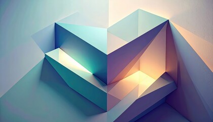 Blue geometric 3D glass abstract background for business finance and design concept illustration with chart diagram icons