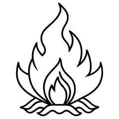 Campfire flame line art vector illustration 