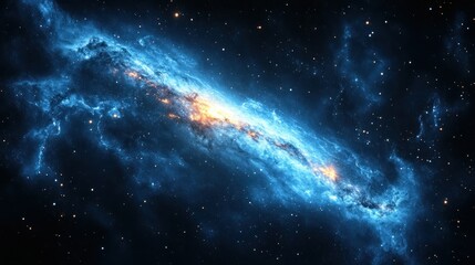 Obraz premium Cosmic nebula, vibrant blue, swirling patterns, stellar glow