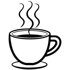 Hot tea line art vector illustration 