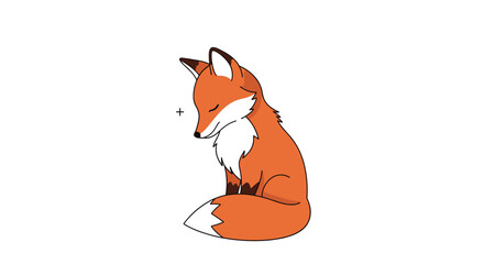 Fototapeta premium Adorably tired little fox sits quietly with eyes closed in nature setting