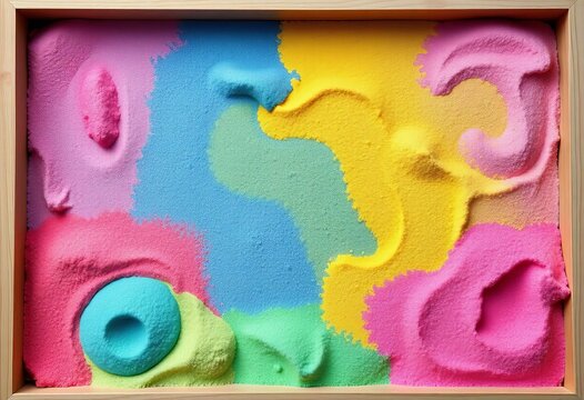 Colorful sand art frame with calming pastel sands  Ideal for sensory and movement activities,  colorful sand,  special education