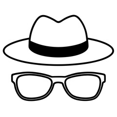 Sunglasses and hat line art vector illustration 
