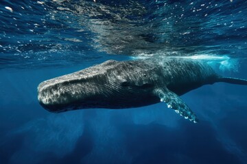 Sperm whale close to the surface Swimming with cetaceans The largest toothy creature on the planet