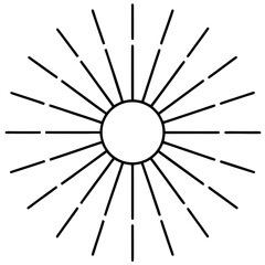Obraz premium Sun rays shining bright line art vector illustration 