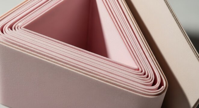 Nested pink triangular containers in a geometric pattern