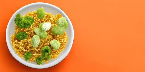 A bowl of fresh pasta with slices of lime and sprigs of mint on top