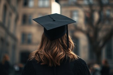 Unnamed woman in cap and gown