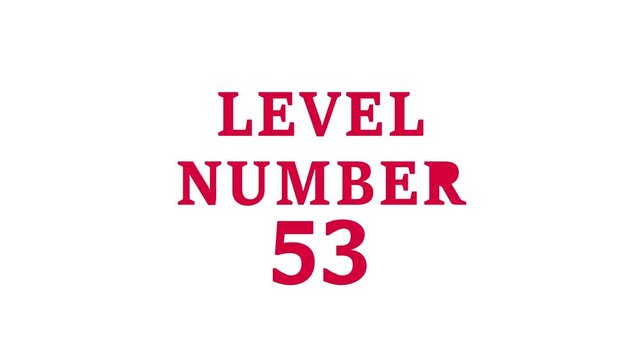 3d text level concept. Level 53 text animation with holographic gradient and dot pattern on green background