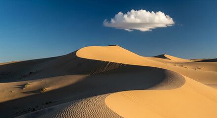 Serene Desert Landscape with Gentle Dunes and a Single Cloud