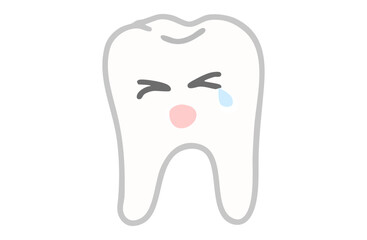 泣いている歯のキャラクターイラスト