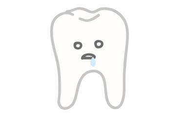 白目をむいてよだれをたらす歯のキャラクターイラスト