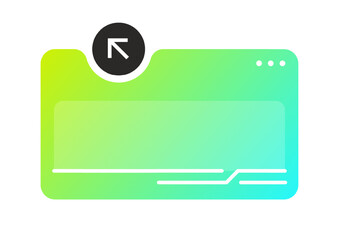 Gradient Popup UI Window Element with Arrow Icon for Interface Design. Green Gradient Color Scheme with Minimal Rounded Corners and Futuristic Details.
