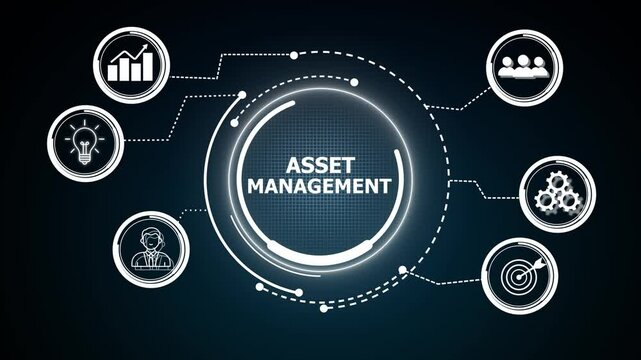 Asset management. Business, Technology, Internet and network concept. It helps organizations maximize value, minimize risk, and ensure long-term performance of physical, financial, or digital assets.