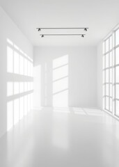 Fototapeta premium Srn and trndy scandinavian room with big walls and chic furnitur Empty room interior design architecture blank design room